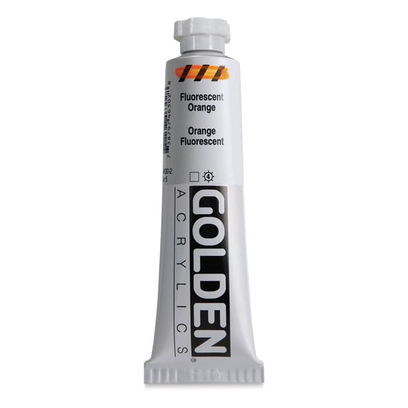 GOLDEN Heavy Body Acrylics, Fluorescent Orange, 2 fl. oz. Tube, Professional Acrylic Paint, Transparent