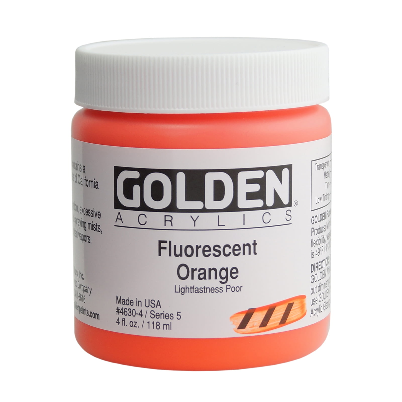 Golden® Fluorescent Acrylic Color, 4 oz., Fluorescent Orange