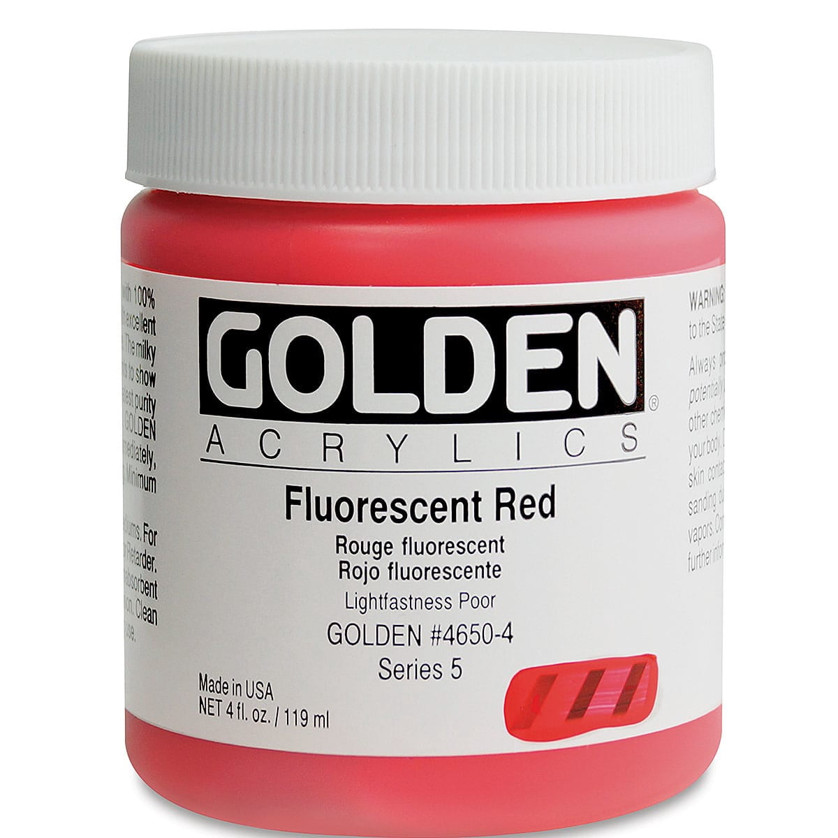 Golden® Fluorescent Acrylic Color, 4 oz., Fluorescent Red