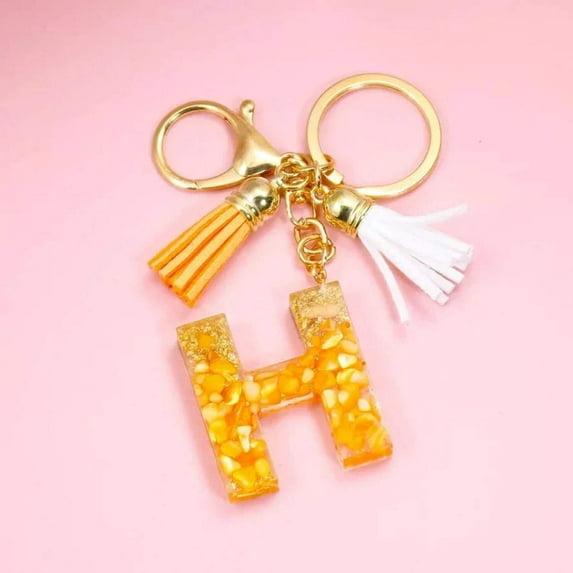 Golden Foil Orange Letter Keychain