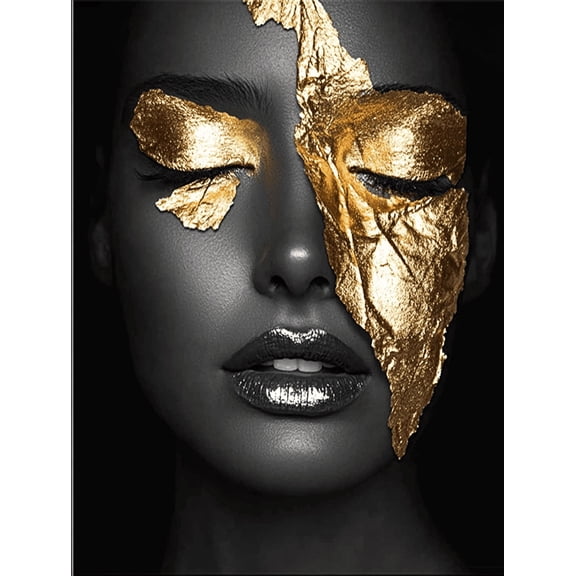 Golden Foil Woman Portrait Decorative Painting/Canvas Art Suitable for Living Room Bedroom Office Hotel Dining Room Study Room Galleryand Apartment Decoration.