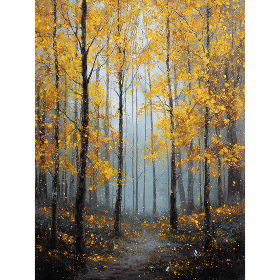 Golden Forest Landscape Canvas Print, Suitable for Living Room, Bedroom, Office, Hallway, Entryway Decor