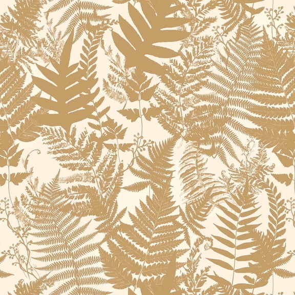 SimurgWallArts - Peel and Stick Vinyl Wallpaper, Botanical Golden Leaves Wallpaper - 19x118 in, 15.57 Sq. ft.
