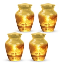 Golden Forest Serenity Urns For Adult Male Dad - Burial Urns For Adult Ashes - Small Urns For Human Ashes Keepsake - Cremation Urns For Ashes - Miniature Urns For Human Ashes (Size -3",4Pc)