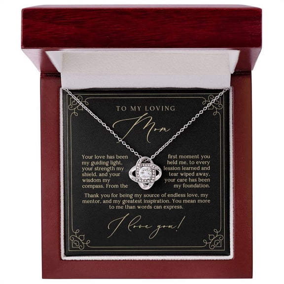 Golden Frame Endless Love Mom Necklace Love Knot Necklace Luxury Box