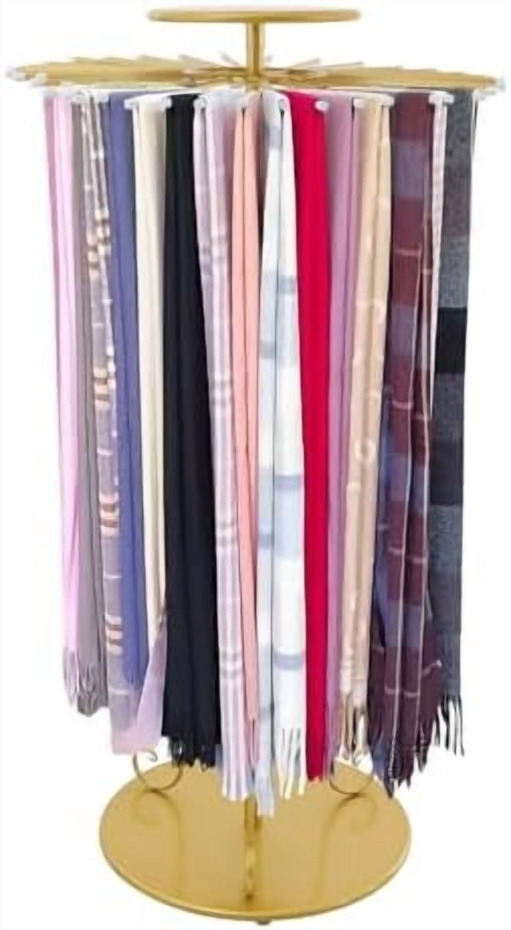 Golden Freestanding Scarf Display Rack, Rotating Round Scarf Display ...
