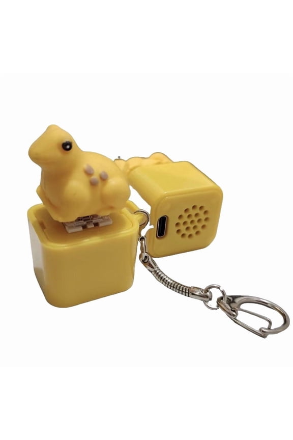 Golden Frog Croaking Fidget Keychains Toys for Adults, Novelty Rechargeable Keyboard Clicker, Sitting Funny Sensory Keychain with LED Lights for Daily Stress Anxiety Relief(1 Pc)