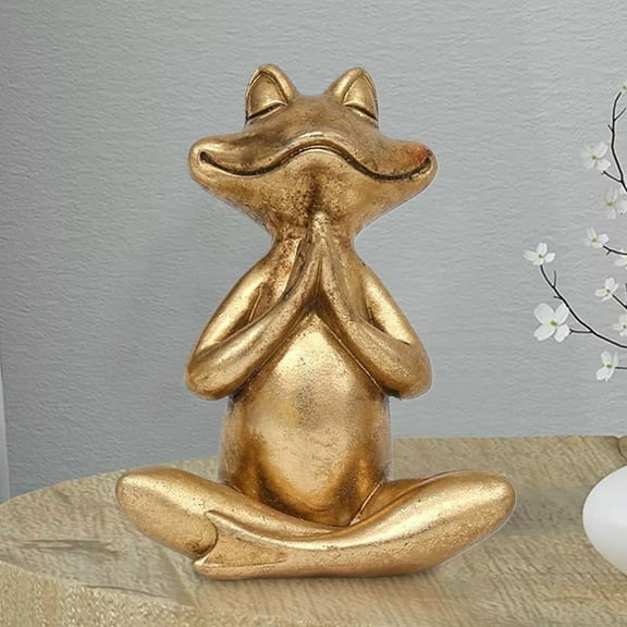 Golden Frogs Yoga Statue, Resin Garden Home Decor, Set of 3 with Different Poses, Peaceful Tranquil Vibe, Suitable for Living Room Desk Garden, Zen Yoga Decor, Unique Gift Option