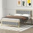 thumbnail image 1 of Golden Full Size Bed Frame,Upholstered Bed Frame with Button Tufted Headboard,Heavy Duty Metal Easy Assembly,No Box Spring Needed, 1 of 7