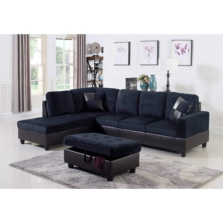 Golden Furniture 3 PCS Sectional Sofa Set, L-Shaped Sectional Couch 103" W for Living Room, with Storage Ottoman and Matching Pillows