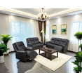 thumbnail image 1 of Golden Furniture 3PCS Black Semi PU Synthetic Leather Couch Living Room Sofa Set, 1 of 5