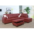 thumbnail image 1 of Golden Furniture 3PCS L Shape Faux Leather Sectional Sofa Set, Living Room Sofa Set with Storage Ottoman and Matching Pillows, 1 of 8