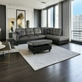 thumbnail image 1 of Golden Furniture 3PCS L-Shaped Microfiber Sectional Sofa Set, Living Room Set with Storage Ottoman and Matching Pillows, 1 of 6