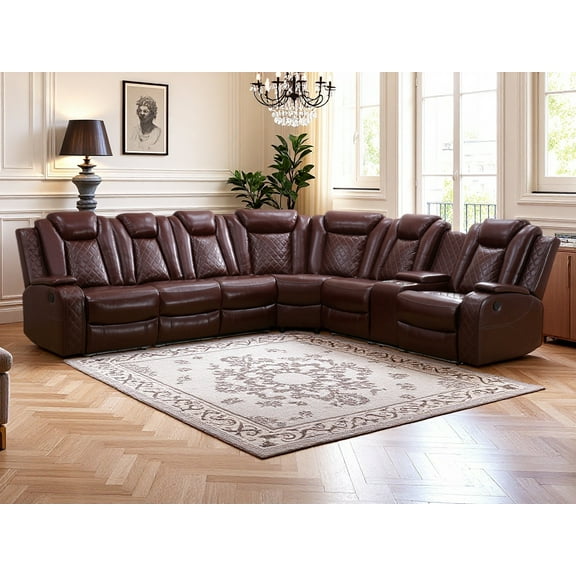 Golden Furniture Brown 3PCS Power Recliner Sofa Set, Corner Living Room Sofa Set, Corner Recliner Sofa Set