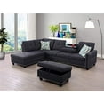 thumbnail image 1 of Golden Furniture Living Room Sectional Sofa Set, Linen Fabric Sectional Sofa Couch Set with Storage Ottoman, 1 of 9