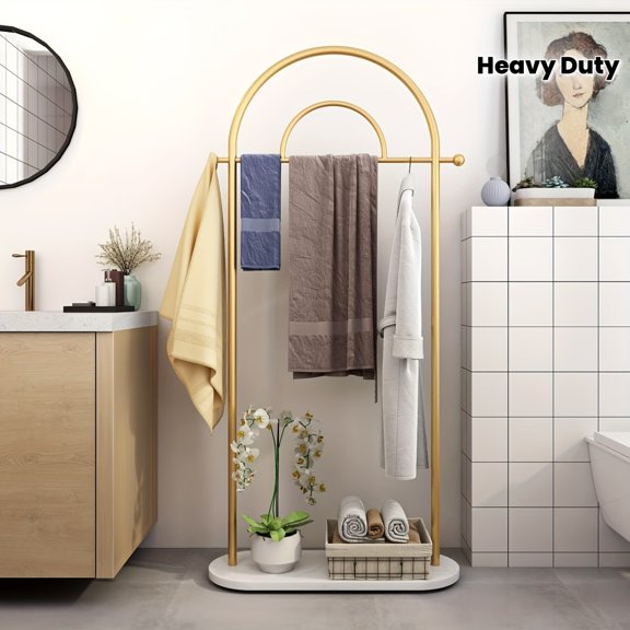 Golden Garment Rack, Modern Coat Racks Freestanding For Hanging Clothes Heavy-duty Clothing Rack With Marble Base, For Bedroom, Bathroom, Living Room, Boutiques 31.4''L