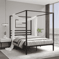 thumbnail image 1 of Golden Gate Beds Canopy Bed Frame with Four Poster Design, Strong Metal Slats and Built-in Headboard, Fits Drapes or Curtains, No Box Spring Needed, Girls or Teen Princess Style, Black, Queen Size, 1 of 8