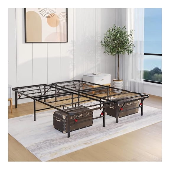 Golden Gate Beds Foldable Metal Bed Frame  Heavy Duty Foldable Bed Frame, No Box Spring Needed, Portable & Collapsible Design, Easy Assembly, Noise-Free, Ample Under-Bed Storage, Full Size (Black)