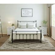 Golden Gate Beds Victorian Style Metal Platform Bed Frame with Antique Wrought Iron-Art Headboard and Footboard, Classic Cama Steel Mattress Foundation, No Box Spring Needed, King Size, Black Finish