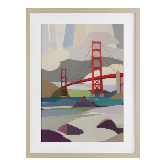 Stupell Industries Golden Gate Bridge Architecture Birch Framed Print Under Glass, design by Melba Browne