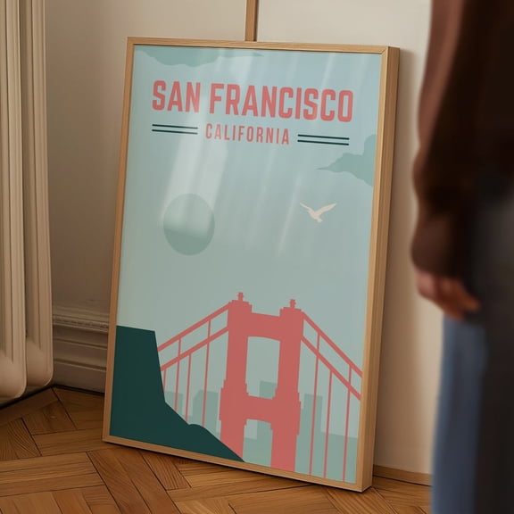 Golden Gate Bridge Art Print: Retro San Francisco Travel Poster UNFRAMED PAPER POSTER, Home Decor, Vintage Gift, Living Room Dercor