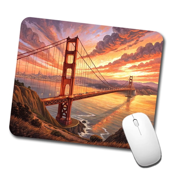 Golden Gate Bridge During Sunset San Francisco California Mouse Pad Low Profile Gaming Mat