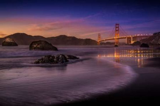 Golden Gate Bridge Fading Daylight Canvas Art - Mike Leske (12 x 18)