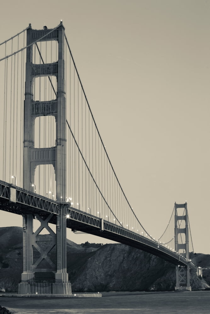 Golden Gate Bridge from Fort Point at dawn Golden Gate National Recreation Area Presidio of San Francisco San Francisco Peninsula San Francisco California USA Canvas Art - Panoramic Images (36 x 12)