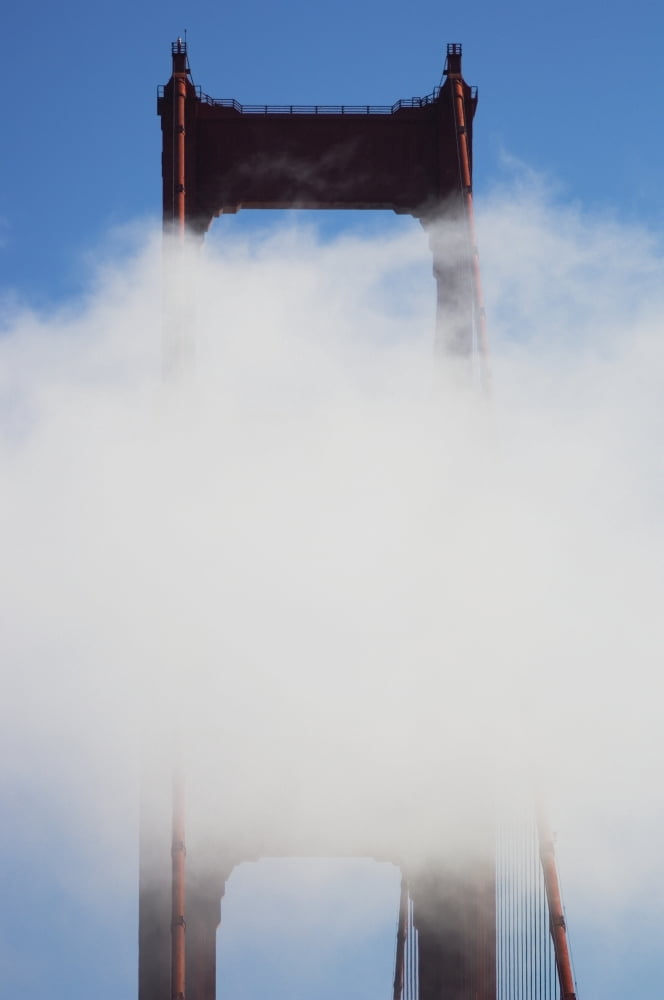Golden Gate Bridge In A Cloud San Francisco California United States Of America Canvas Art - Jacques Laurent Design Pics (12 x 19)