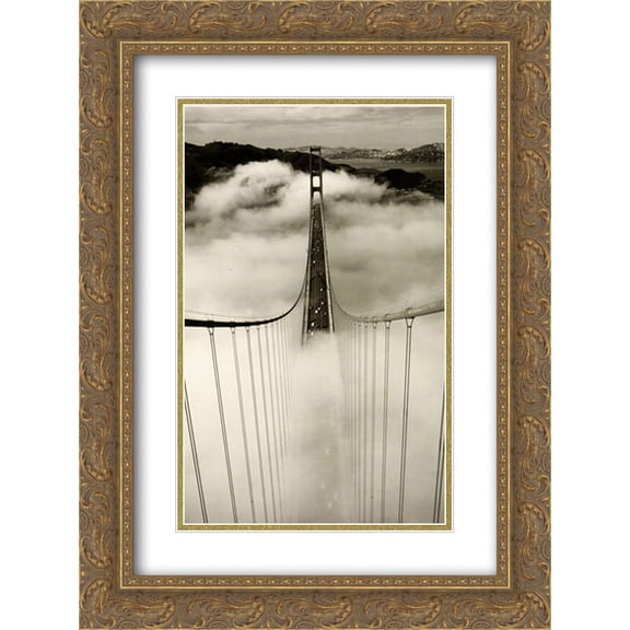 Golden Gate Bridge In Fog 2x Matted 16x20 Gold Ornate Framed Art Print by Roger Ressmeyer