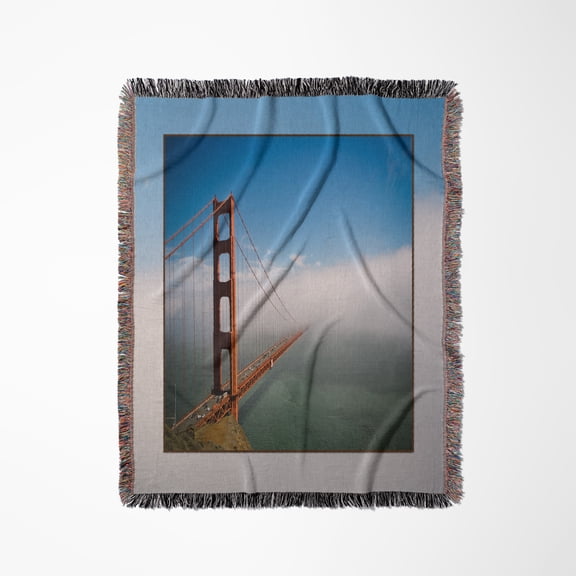 Golden Gate Bridge Over San Francisco Bay And Pacific Ocean, Woven Blanket