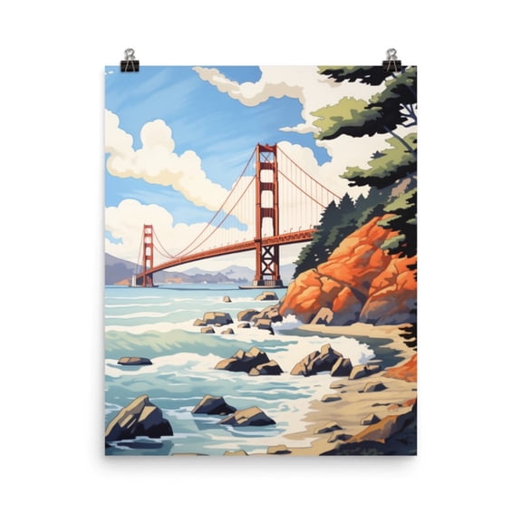 Golden Gate Bridge Print, San Francisco Bay Wall Art, California Poster, Coastal Cityscape Decor, Sf Travel Artwork, Bay Area Home Decor #3393, Unframed Poster Size 8x12
