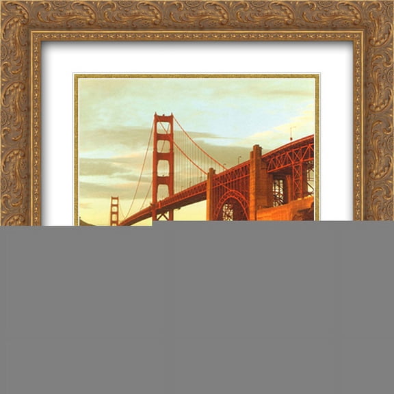 Golden Gate Bridge, San Francisco 2x Matted 20x20 Gold Ornate Framed Art Print