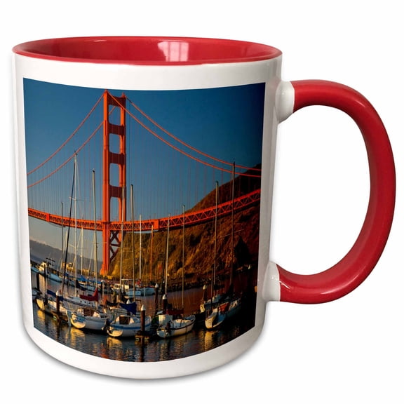 3drose, Golden Gate Bridge, San Francisco, California - Us05 Dgu0097 - Darrell Gulin, 15oz Two-tone Red Mug