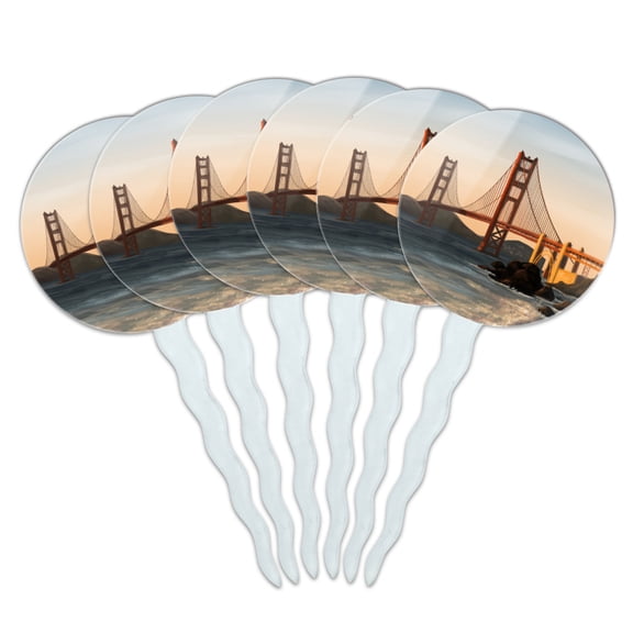 Golden Gate Bridge San Francisco Cupcake Picks Toppers Decoration Set of 6