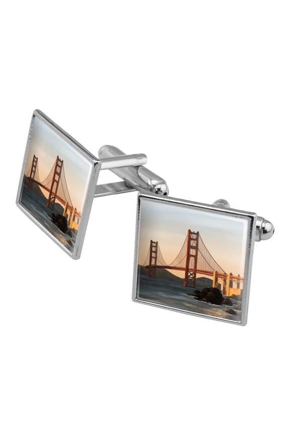 Golden Gate Bridge San Francisco Square Cufflink Set - Silver or Gold