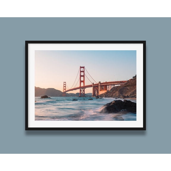 Golden Gate Bridge Sunset Print Marshall'S Beach San Francisco Wall Art, Unframed Paper Print