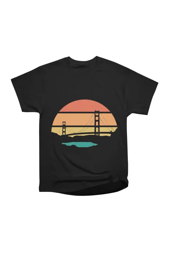 Golden Gate Bridge Sunset T-Shirt Tee Gift For Him Merch For Her Apparel For Friend