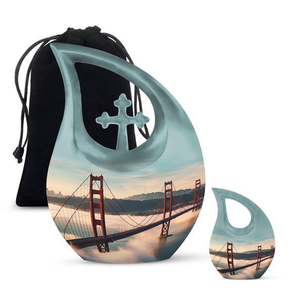 Golden Gate Bridge Urn - Ashes Urns Human Remains - Urns For Women Human Ashes - Urn For Ashes For Mom - Adult Cremation Urns - Funeral Cremation Urns For Ashes - Combo 1 Large & 1 Keepsake