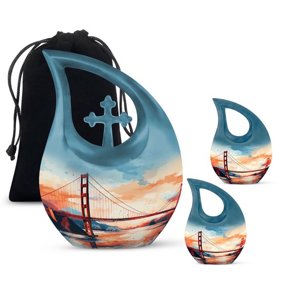 Golden Gate Bridge Urn - Urn For Human Ashes Adult - Urn For Human Ashes Adult Women& Men - Small Urns For Ashes - Adult Urns For Human Ashes - Cremation Burial Urns - Combo 1 Large & 2 Keepsake