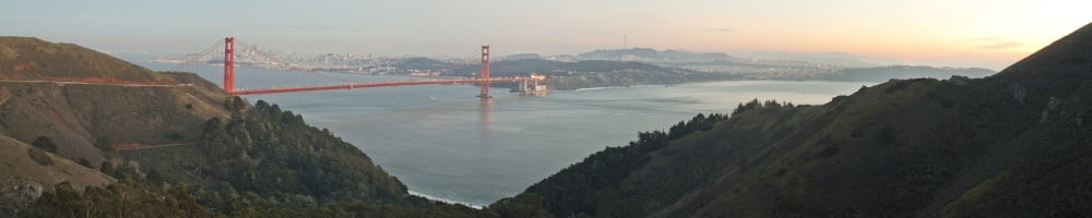 Golden Gate Bridge across the bay viewed from Hawk Hill Marin Headlands San Francisco Bay San Francisco California USA Canvas Art - Panoramic Images (27 x 9)