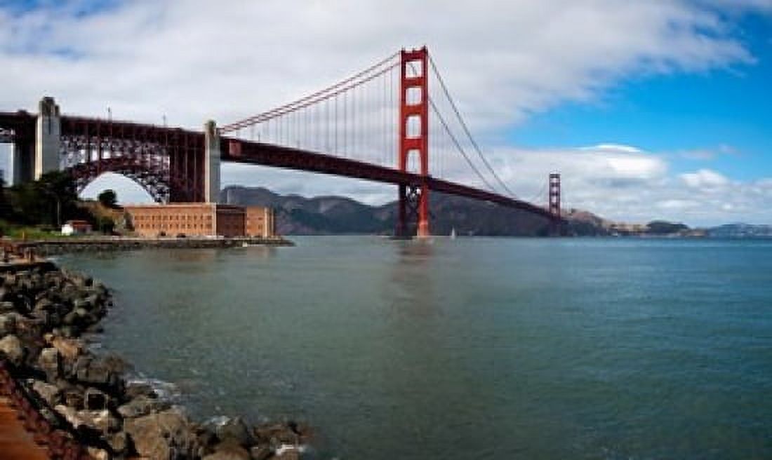 Golden Gate Bridge viewed from Marine Drive at Fort Point Historic Site San Francisco Bay San Francisco California USA Canvas Art - Panoramic Images (36 x 22)