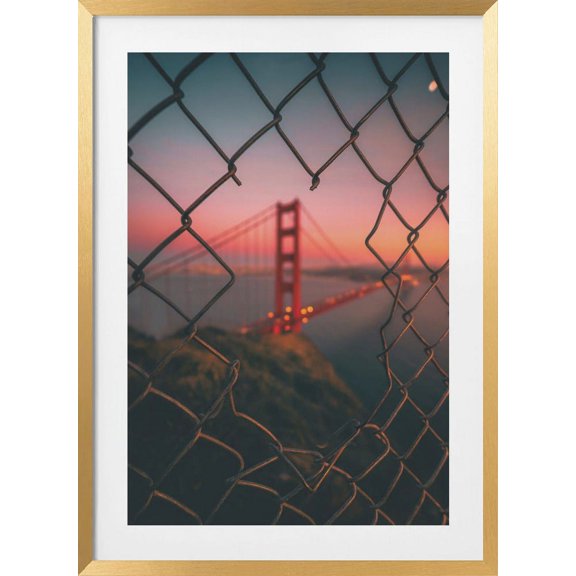 Golden Gate Caged Framed Art Modern Wall Decor