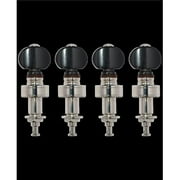 Golden Gate P-430 Deluxe Pancake Planet Style Banjo Tuners, Nickel with Black Buttons - Set of 4