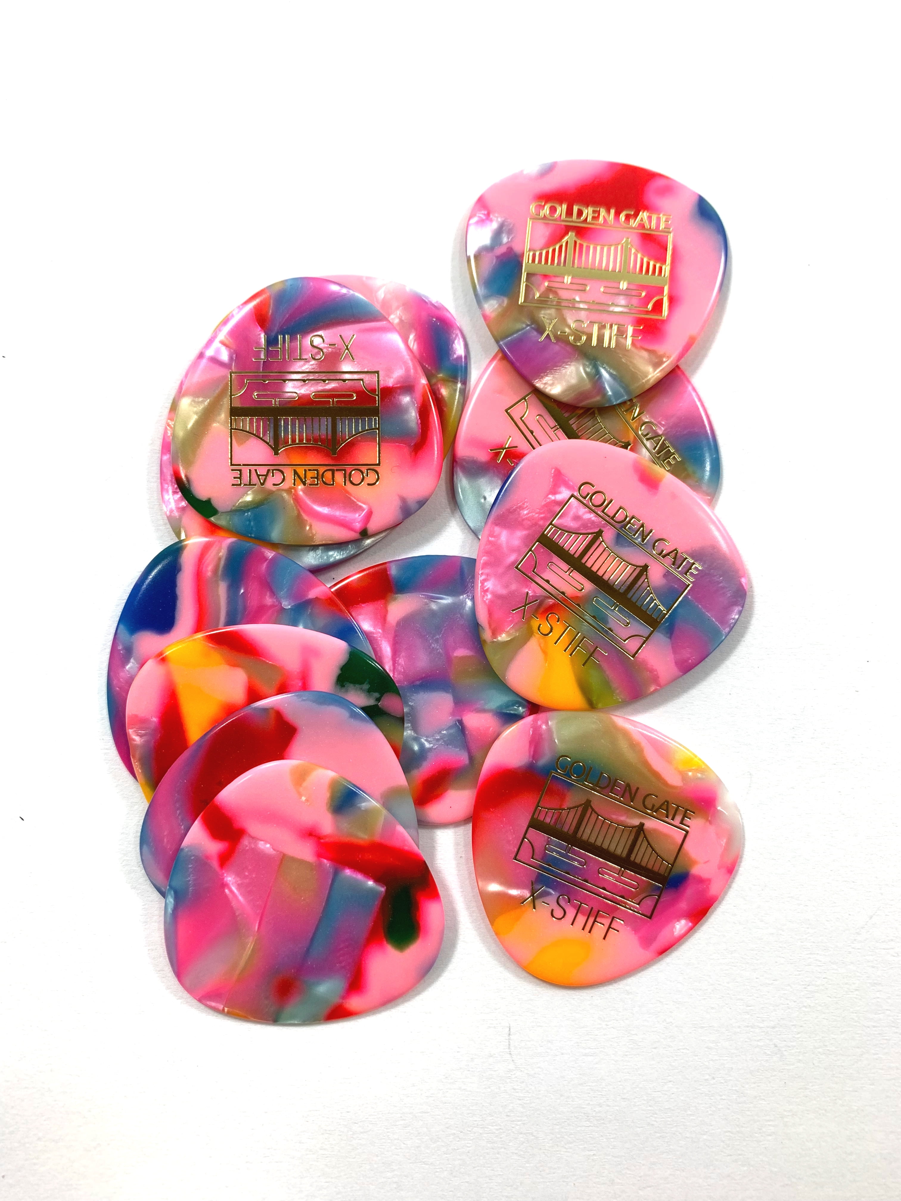 Golden Gate Guitar Picks Rounded Tri Confetti Clown Barf 1.5mm X Heavy 12 pack