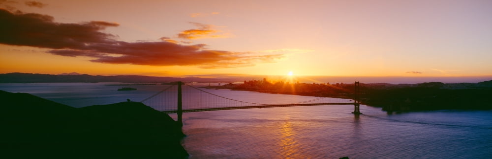 Golden Gate & San Francisco from Marin Headlands Sunset California Canvas Art - Panoramic Images (27 x 9)