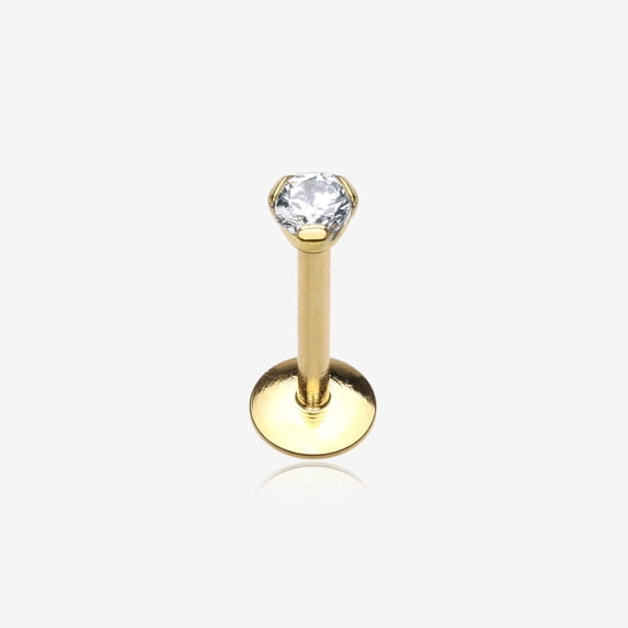 Golden Gem Top Prong Set Steel Labret