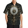 thumbnail image 1 of Golden Geometric Clockwork Art Deco Men's Shirt Short Sleeves Printed Button Down Summer Shirts, 1 of 6