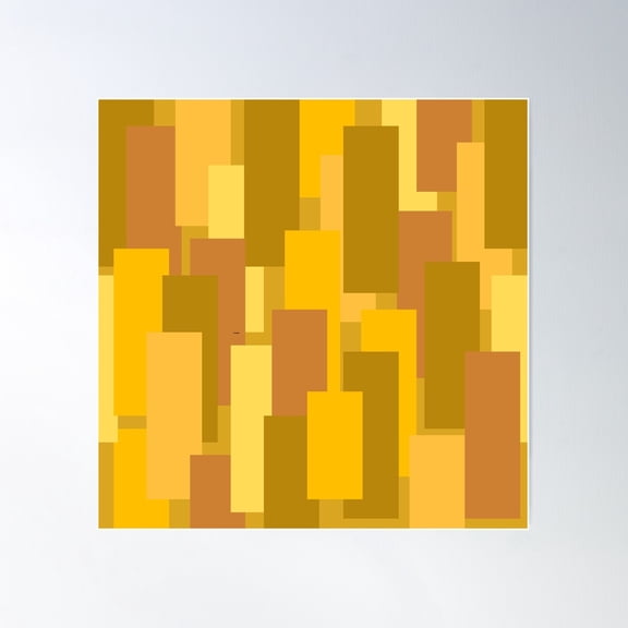 Golden Geometric Harmony Abstract Yellow Pattern Golden Block Pattern Warm Geometric Mosaic Poster Wall Art, Modern Wall Decor For Living Room Bedroom, 12x18 UNFRAMED