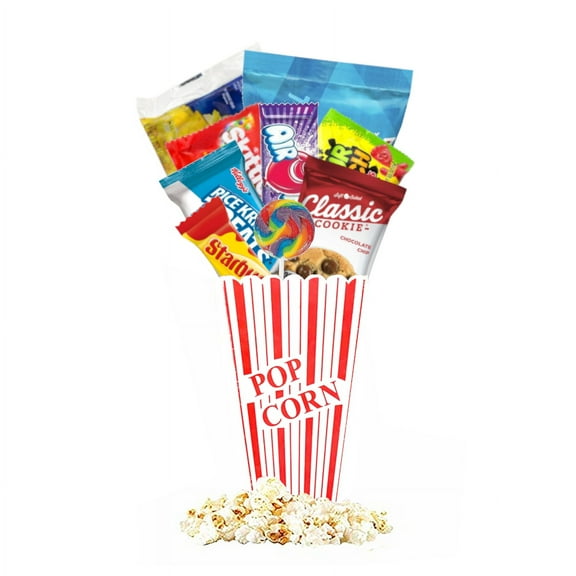Golden Gift Box Ultimate Movie Night Gift Basket, Individual Size, with Popcorn Bucket and Snacks